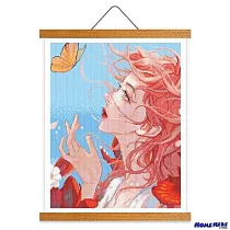 [HOMEHERE] DIY鑽石畫/少女 聞香引蝶 掛軸無框版