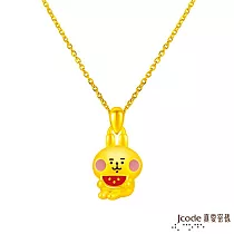 J’code真愛密碼金飾 卡娜赫拉的小動物─西瓜粉紅兔兔硬金墜子 送黃鋼項鍊