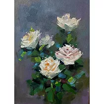 【玲廊滿藝】林錦屏─白玫瑰33x24cm