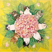 【玲廊滿藝】Chun Yu─喵團錦簇50x50cm