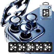 CITY BOSS for iPhone 15Pro/15Pro Max 鋁合金+康寧玻璃鏡頭貼(帶貼膜神器)─3眼 銀色
