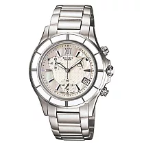 CASIO SHEEN系列 極光盛宴都會陶瓷晶鑽腕錶─白