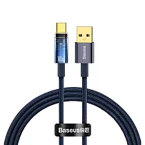 ☆iPhone15可用☆Baseus倍思 探索者系列 智能斷電Type─C快充數據線 100W 100cm 藍色