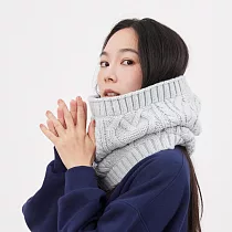 好我_Lulu麻花抓毛絨保暖脖圍 淺灰