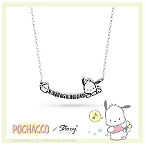 STORY 故事銀飾─Pochacco經典系列─帕恰狗長牌label純銀項鍊 加5cm