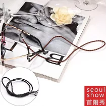 seoul show首爾秀 麻花編織皮繩眼鏡鍊老花眼鏡防丟鍊 黑色