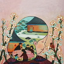 【玲廊滿藝】日淳插畫─春圓34x34cm