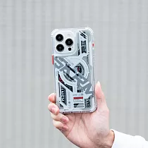 SKINARMA EKHO 品牌電路板磁吸防摔手機殼 附掛繩環 iPhone 15 Pro Max 透明
