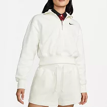 NIKE AS W NSW PHNX FLC QZ CROP 女長袖上衣─白─DQ5768133 XS 白色
