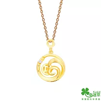 幸運草金飾 財運滾滾來黃金墜子 送黃鋼項鍊