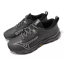 Mizuno 越野跑鞋 Wave Daichi 8 GTX Wide 女鞋 黑 灰 寬楦 防水 緩震 抓地 美津濃 J1GK2457─21