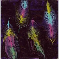 【玲廊滿藝】郭家秀 S.K─彩虹羽毛25x25cm