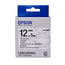 EPSON 原廠標籤帶 花紋系列 LK─4KBY 12mm 透明圓蕾絲/黑字