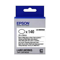 EPSON 原廠標籤帶 刀模標籤系列 LK─8WBWAB 36mm 橢圓形模切白底黑字 (LW─Z900專用標籤帶)
