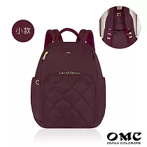 【OMC】口袋款後開式防盜後背包(小款附胸扣) 勃根地紅