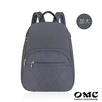 【OMC】葫蘆紋側拉鍊防盜後背包23337(加大款無胸扣) 莫蘭迪灰