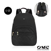 【OMC】葫蘆紋側拉鍊防盜後背包23399(小款附胸扣) 黑色