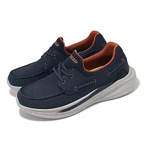 Skechers 休閒鞋 Slade─Casner 男鞋 藍 灰 緩衝 帆布 套入式 厚底 運動鞋 210812NVY