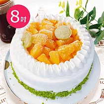 樂活e棧─生日造型蛋糕─夏日芒果巧克力蛋糕8吋x1顆(水果 芋頭 布丁 手作) 水果x布丁