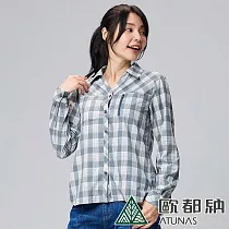 【ATUNAS 歐都納】女款格子長短袖襯衫A1SH2403W─ S 灰白格