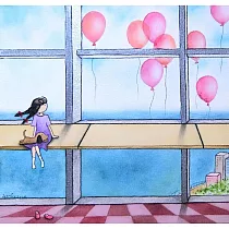 【玲廊滿藝】Jennifer Chang─荏苒 ─ 小窗光系列(夏日二)18x18.7cm