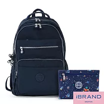 iBrand 經典百搭超輕盈多口袋後背包(大)─ 深海藍