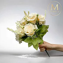 【Floral M】英式卡爾玫瑰檸檬黃仿真花花材(1入/組)
