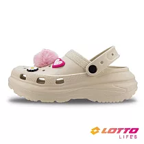 【LOTTO 義大利】 女 厚奶霜洞洞鞋─ 23cm 燕麥