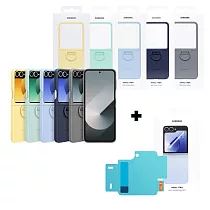 【贈原廠保護貼】SAMSUNG Galaxy Z Flip6 原廠矽膠薄型保護殼 ─ 附指環扣 (EF─PF741) 深藍