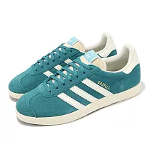 adidas 休閒鞋 Gazelle 男鞋 女鞋 藍綠 白 三條紋 麂皮 復古 情侶鞋 愛迪達 IG1061