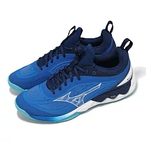 Mizuno 排球鞋 Wave Luminous 3 男鞋 藍 黑 襪套 緩衝 室內運動 羽排鞋 美津濃 V1GA2420─01
