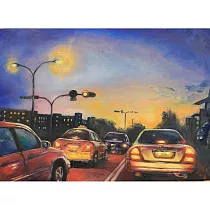 【玲廊滿藝】朱薇諺─歸途 The way back home with the sunset glow24x33cm