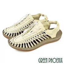 【GREEN PHOENIX】男女 涼鞋 溯溪鞋 手工 編織 水陸 兩棲 戶外 EU40 米色