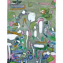 【玲廊滿藝】熊妤─生成式美術館系列─綠色泉源53x41cm