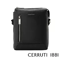 【Cerruti 1881】限量2折 義大利頂級小牛皮側背包肩背包 全新專櫃展示品(黑色 CEBO06558M)