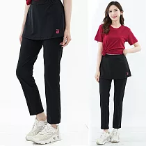 【遊遍天下】MIT女款假兩件式吸濕排汗運動長褲(GP1015) 3XL 黑色