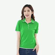 【遊遍天下】MIT台灣製女款休閒抗UV吸濕排汗短袖機能POLO衫(S045) 2XL 翠綠