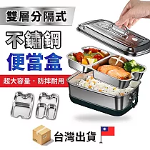 雙層分隔式不鏽鋼便當盒(三格款 4入組) 三格款*4