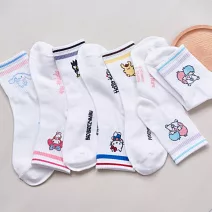 【ONEDER 旺達棉品】三麗鷗家族中統羅紋襪 Hello Kitty 酷企鵝 雙星仙子 美樂蒂 布丁狗 大耳狗長襪 台灣製棉襪女襪- 酷企鵝-XO-A304