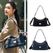 satana - Denim 雙背帶肩背包- 丹寧黑