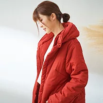 【慢。生活】防風高領中長款夾棉外套 6960FREE橘紅