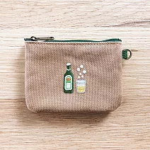 【一帆布包】臺灣小食-帆布扁形刺繡零錢包-  台灣啤酒