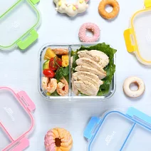 Snapware康寧密扣 全分隔長方形玻璃保鮮盒620ml-多色可選_ 綠色