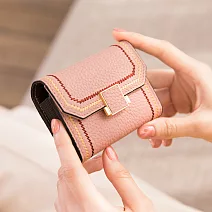 CHENSON真皮 11卡一手握信封卡包 (W20112-P) 粉