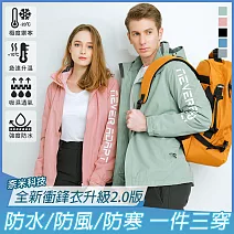 【KISSDIAMOND】全新升級2.0奈米科技三穿衝鋒外套(KDFJ-1906B) M 女/粉