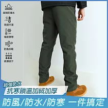 【KISSDIAMOND】防水抗寒加絨加厚鎖溫衝鋒褲(KDPz003N) M 男/軍綠