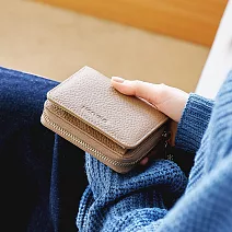 CHENSON真皮 17卡軟蓬蓬牛皮短夾 (W19073-K) 杏