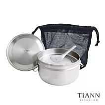 【鈦安TiANN】純鈦雙層鐵路便當盒 1000ml(14cm)+台式湯匙組
