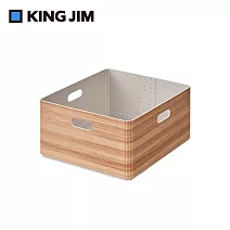 【KING JIM】KIINI 木質風格折疊收納箱  M  自然棕