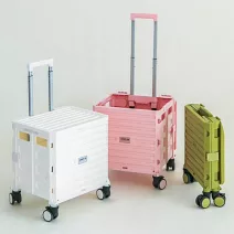 【韓國Dailylike】四輪折疊收納露營購物手推車 ‧ 粉